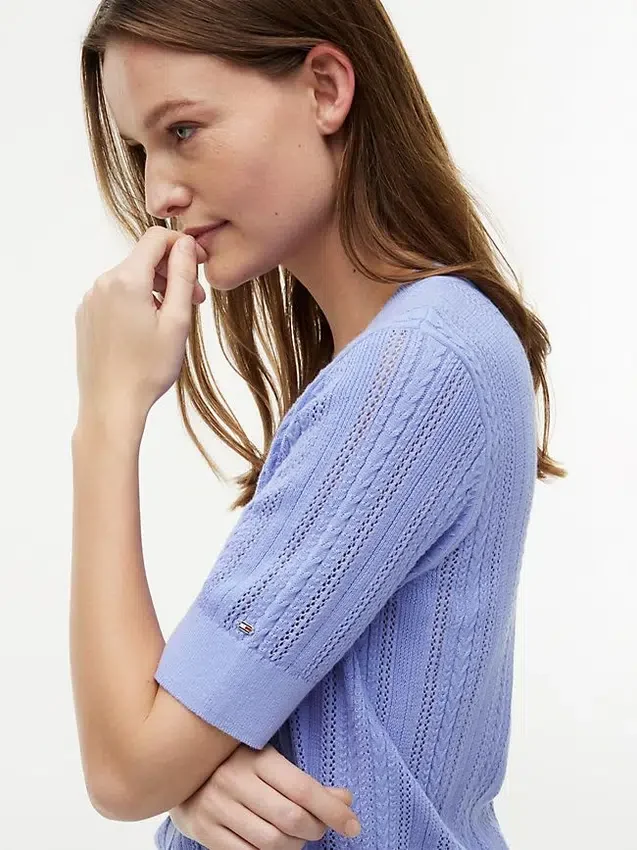 Cardigan cu mâneci scurte din tricot mixt Cardigan cu mâneci scurte din tricot mixt
