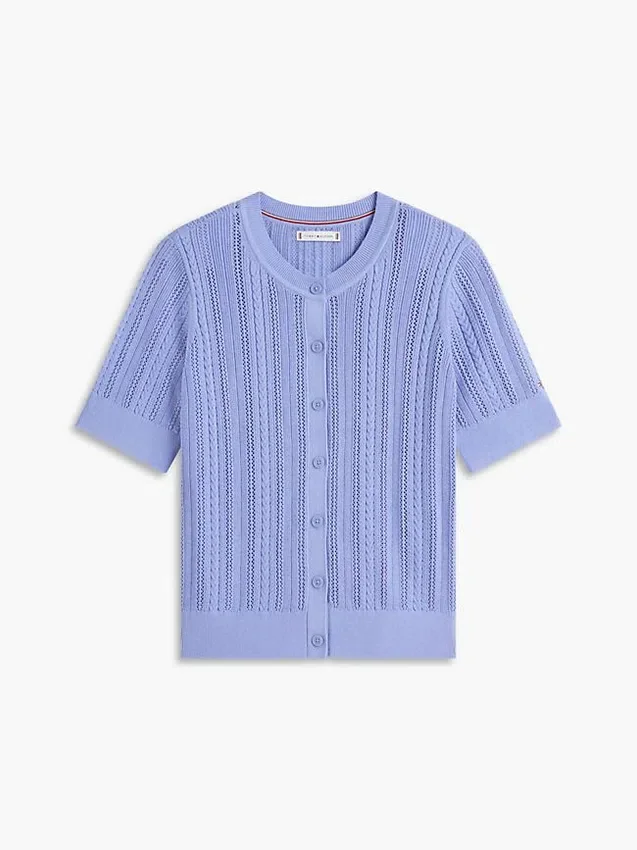 Cardigan cu mâneci scurte din tricot mixt Cardigan cu mâneci scurte din tricot mixt