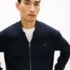 Cardigan din bumbac cu fermoar, stil baseball Cardigan din bumbac cu fermoar, stil baseball