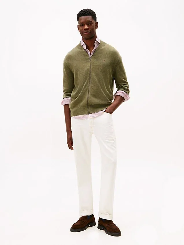 Cardigan din bumbac cu fermoar, stil baseball Cardigan din bumbac cu fermoar, stil baseball