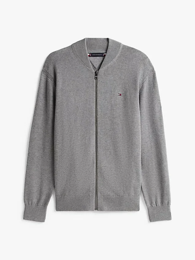 Cardigan din bumbac cu fermoar, stil baseball Cardigan din bumbac cu fermoar, stil baseball
