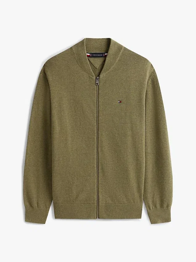 Cardigan din bumbac cu fermoar, stil baseball Cardigan din bumbac cu fermoar, stil baseball