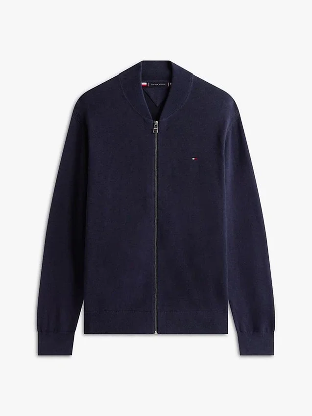 Cardigan din bumbac cu fermoar, stil baseball Cardigan din bumbac cu fermoar, stil baseball