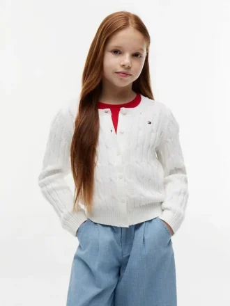 Cardigan din tricot cu model împletit pentru copii