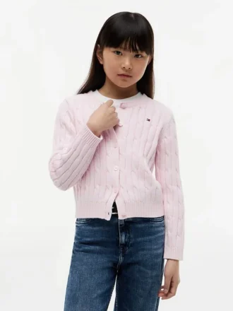 Cardigan din tricot cu model împletit pentru copii