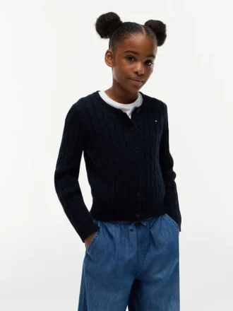 Cardigan din tricot cu model împletit pentru copii