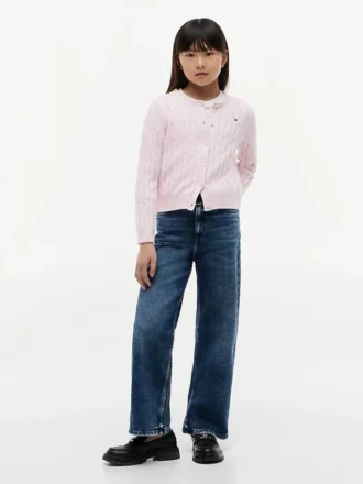 Cardigan din tricot cu model împletit pentru copii