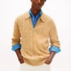 Cardigan polo cu fermoar și tricotaj în relief Cardigan polo cu fermoar și tricotaj în relief