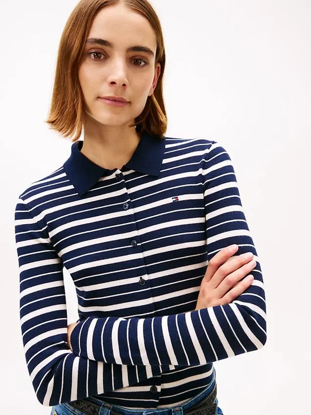 Cardigan polo slim fit din amestec de lână și mătase Cardigan polo slim fit din amestec de lână și mătase