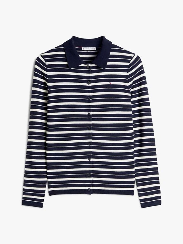 Cardigan polo slim fit din amestec de lână și mătase Cardigan polo slim fit din amestec de lână și mătase
