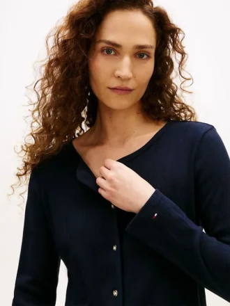 Cardigan tip tricou Pointelle
