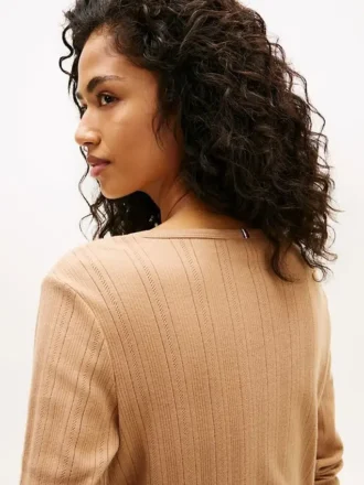 Cardigan tip tricou Pointelle
