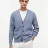 Cardigan tricotat cu model în relief, vopsit în întregime Cardigan tricotat cu model în relief, vopsit în întregime