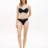 Chiloți bikini din bumbac elastic cu nervuri