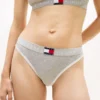 Chiloți bikini din bumbac elastic cu nervuri