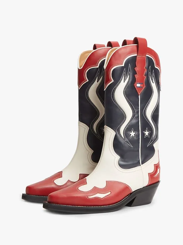 Cizme de cowboy din piele Tommy Jeans Blugi Cizme de cowboy din piele Tommy Jeans Blugi