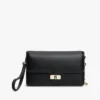 Clutch cu clapă texturată și închizătoare cu monogramă Clutch cu clapă texturată și închizătoare cu monogramă