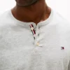 Cămașă de dormit din jersey suedeat, cu guler Henley
