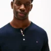 Cămașă de dormit din jersey suedeat, cu guler Henley