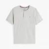 Cămașă de dormit din jersey suedeat, cu guler Henley
