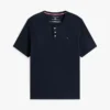 Cămașă de dormit din jersey suedeat, cu guler Henley