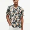 Cămașă de tabără cu imprimeu floral tropical, croială regular Cămașă de tabără cu imprimeu floral tropical, croială regular