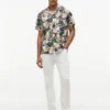 Cămașă de tabără cu imprimeu floral tropical, croială regular Cămașă de tabără cu imprimeu floral tropical, croială regular