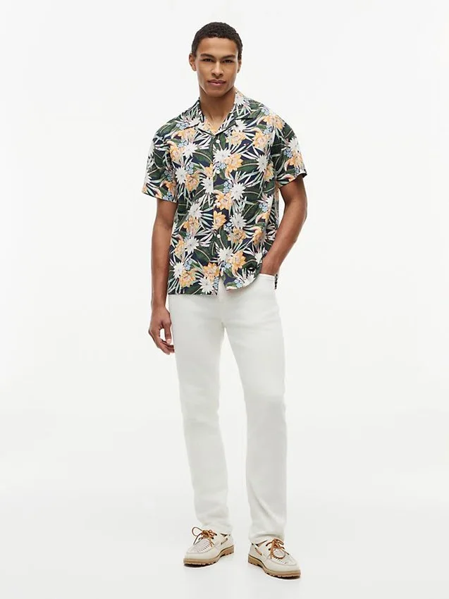 Cămașă de tabără cu imprimeu floral tropical, croială regular Cămașă de tabără cu imprimeu floral tropical, croială regular