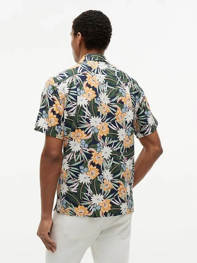 Cămașă de tabără cu imprimeu floral tropical, croială regular Cămașă de tabără cu imprimeu floral tropical, croială regular