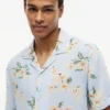 Cămașă de tabără din amestec de in cu imprimeu floral, croială regular Cămașă de tabără din amestec de in cu imprimeu floral, croială regular