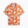 Cămașă de tabără din amestec de in cu imprimeu floral, croială regular Cămașă de tabără din amestec de in cu imprimeu floral, croială regular