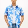 Cămașă din amestec de bumbac și in cu imprimeu tropical Cămașă din amestec de bumbac și in cu imprimeu tropical