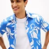 Cămașă din amestec de bumbac și in cu imprimeu tropical Cămașă din amestec de bumbac și in cu imprimeu tropical