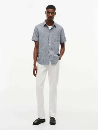 Cămașă din amestec de in cu croială regular și model Glen Plaid