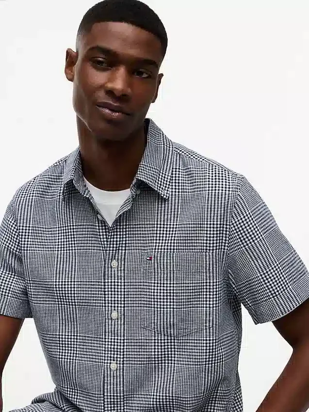 Cămașă din amestec de in cu croială regular și model Glen Plaid Cămașă din amestec de in cu croială regular și model Glen Plaid