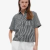 Cămașă din amestec de in cu imprimeu în carouri Cămașă din amestec de in cu imprimeu în carouri