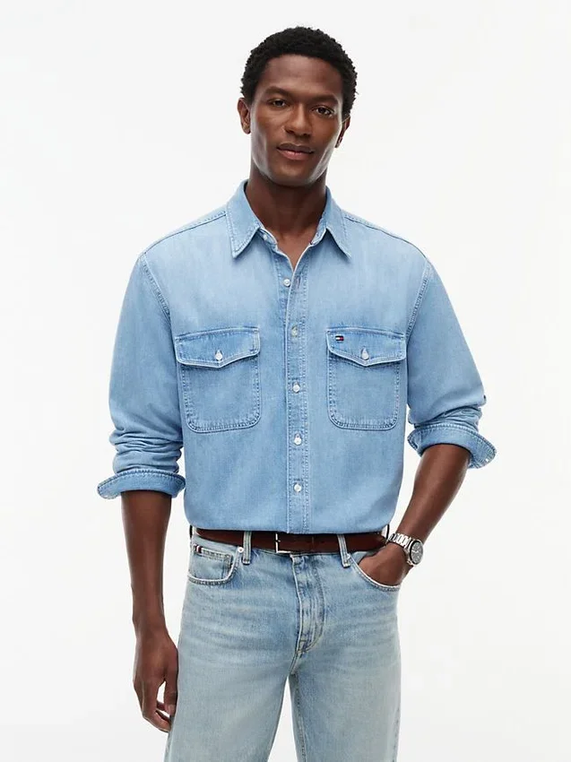 Cămașă din denim cu croială lejeră Cămașă din denim cu croială lejeră
