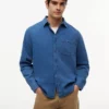 Cămașă din denim cu model waffle vopsită în indigo Cămașă din denim cu model waffle vopsită în indigo