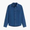 Cămașă din denim cu model waffle vopsită în indigo Cămașă din denim cu model waffle vopsită în indigo