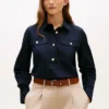 Cămașă din poplin cu croială lejeră și nasturi aurii Cămașă din poplin cu croială lejeră și nasturi aurii