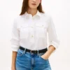 Cămașă din poplin cu croială lejeră și nasturi aurii Cămașă din poplin cu croială lejeră și nasturi aurii