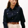 Cămașă din poplin cu croială lejeră și nasturi aurii Cămașă din poplin cu croială lejeră și nasturi aurii