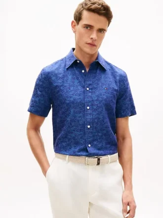 Cămașă jacquard cu imprimeu de palmieri