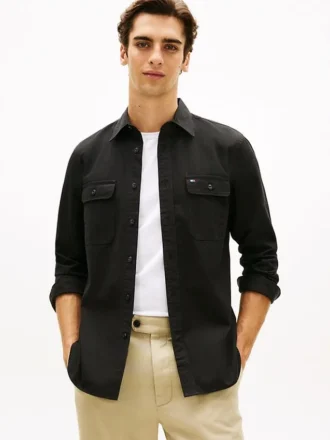 Cămașă oversize din twill periat, croială regular