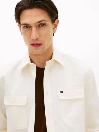 Cămașă oversize din twill periat, croială regular