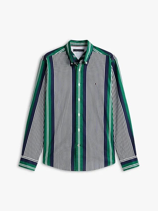 Cămașă retro cu dungi, croială regular, pentru toată ziua Cămașă retro cu dungi, croială regular, pentru toată ziua