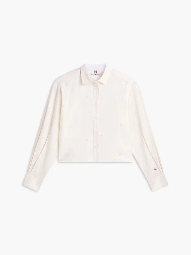 Cămașă scurtă din poplin cu ornamente Cămașă scurtă din poplin cu ornamente