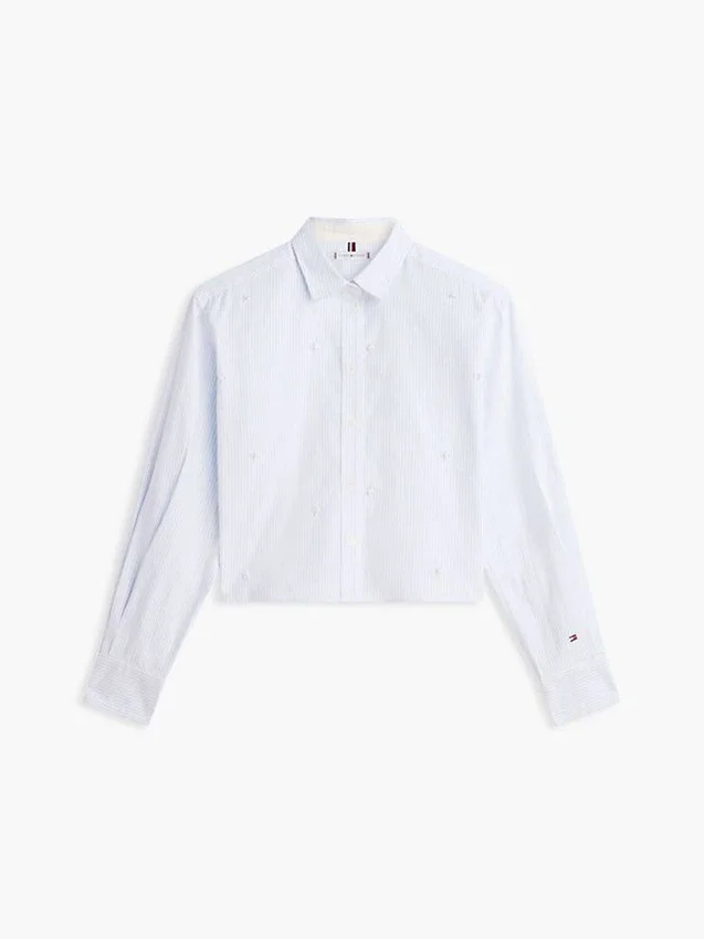 Cămașă scurtă din poplin cu ornamente Cămașă scurtă din poplin cu ornamente