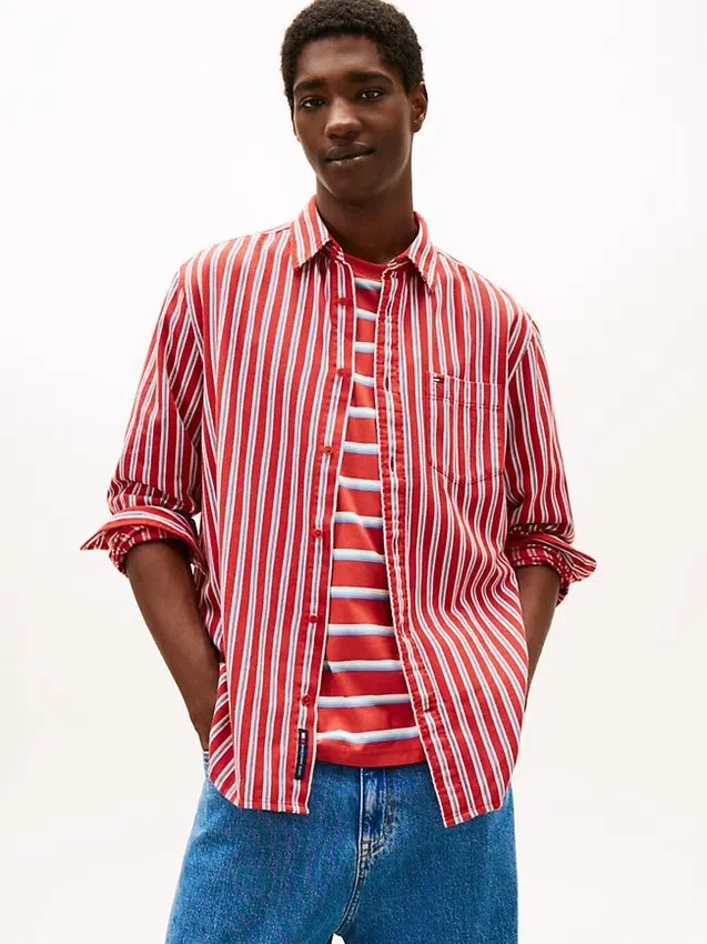 Cămașă Tommy Jeans cu dungi relaxate Cămașă Tommy Jeans cu dungi relaxate