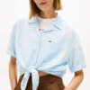 Cămașă Tommy Jeans din amestec de in, cu nod în față Cămașă Tommy Jeans din amestec de in, cu nod în față